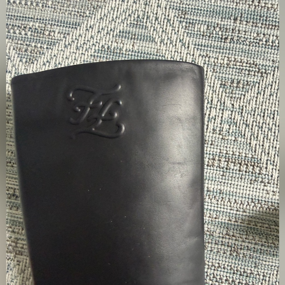FENDI Karligraphy Leather Knee High Black Boots - Picture 10 of 12